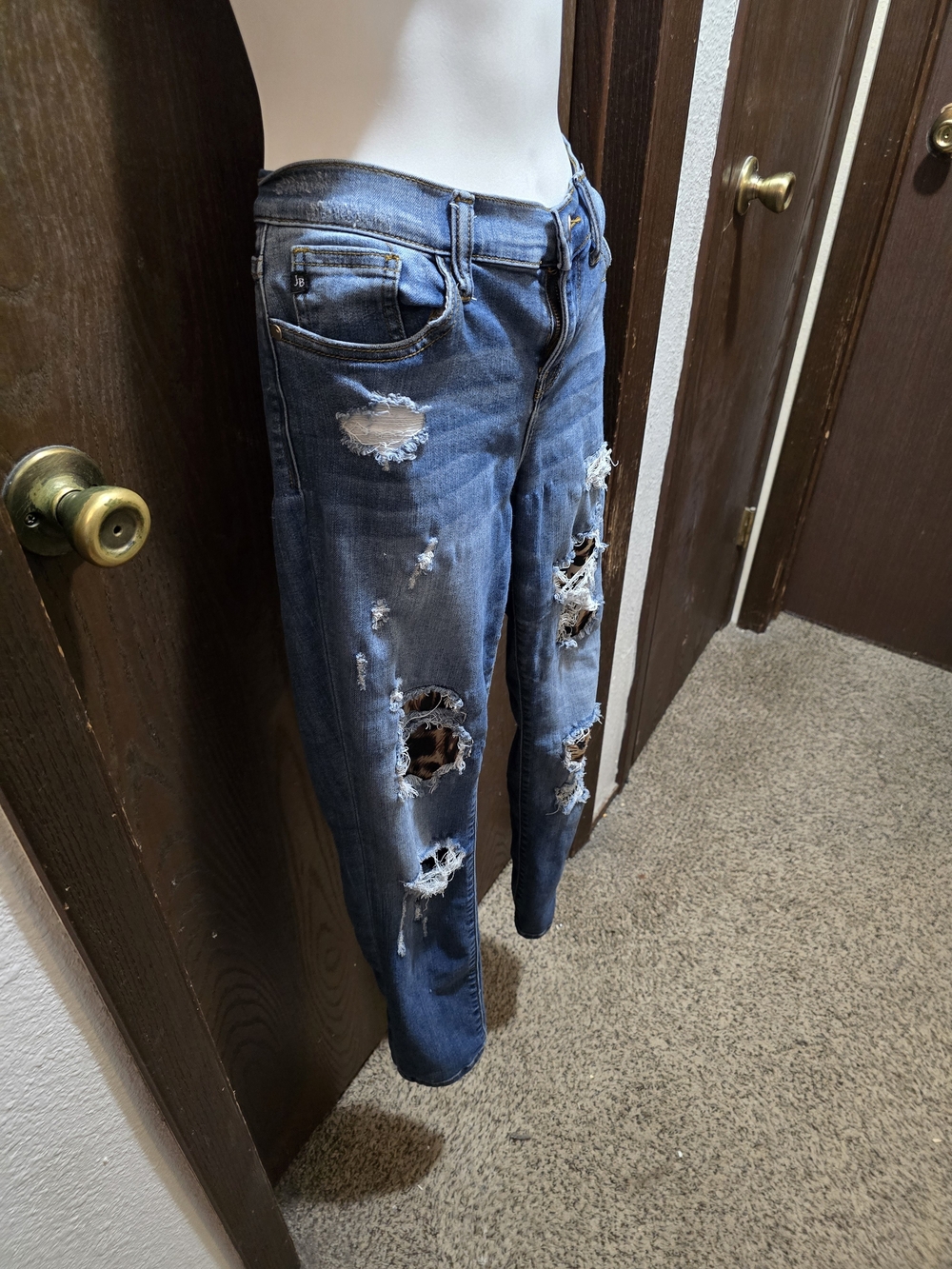 Judy Blue Blue Skinny Jeans with Leopard Patch Distressing - Picture 7 of 7